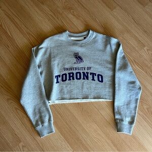 NWT OVO x University of Toronto Heather Grey Cropped Sweatshirt Small